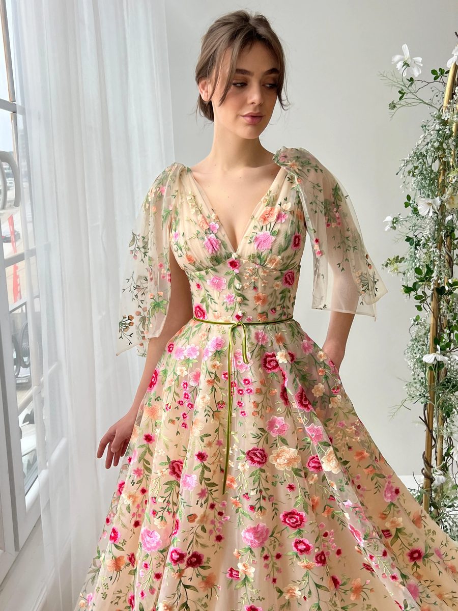 Lunaria Floral Gown — Lumière Haute Couture handmade gown