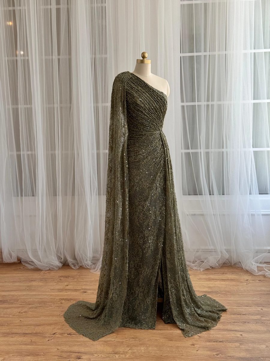 Olive Bosque Mermaid — Lumière Haute Couture handmade gown
