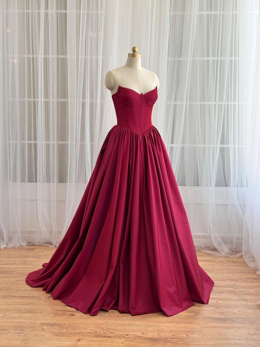 Ruby Beneath Sky Gown — Lumière Haute Couture handmade gown