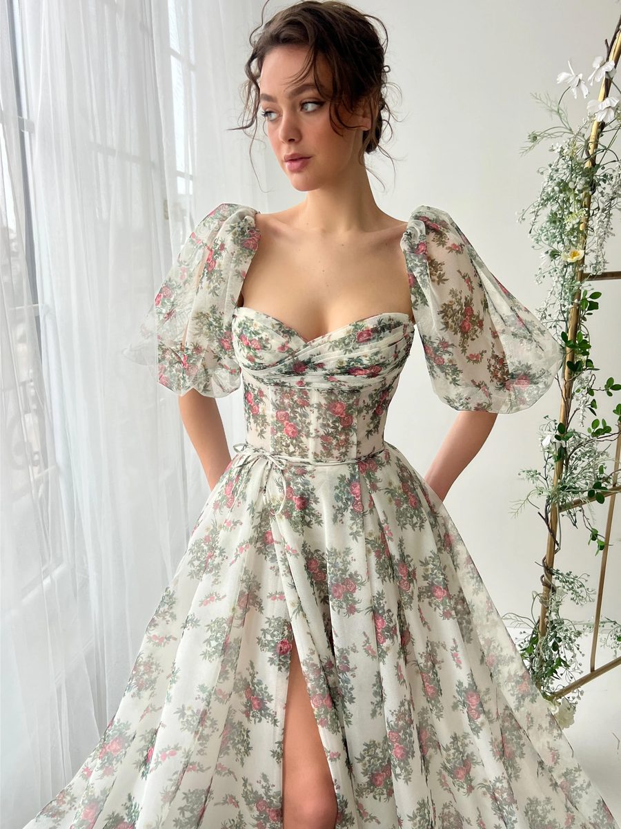 Vintage Painting of Roses Gown — Lumière Haute Couture handmade gown
