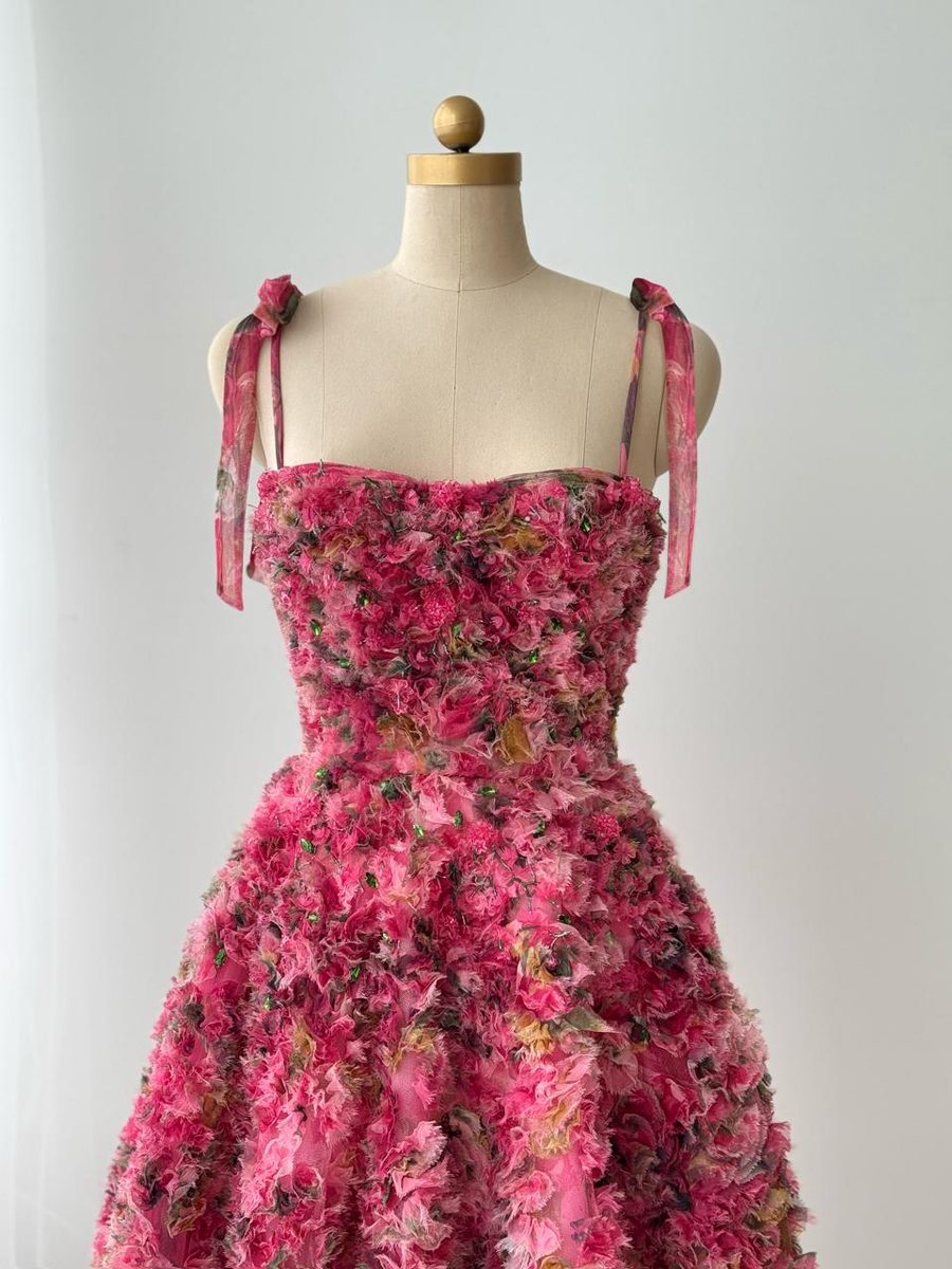 Cherry Blossom Midi by Lumière — floral wave of roses midi dress SS 2026