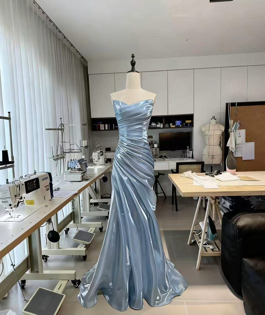 Lumière atelier — ice blue satin gown