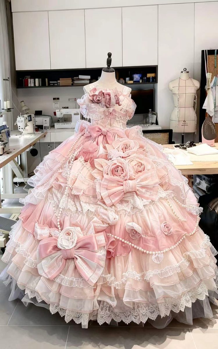 Lumière atelier — pink lace ballgown